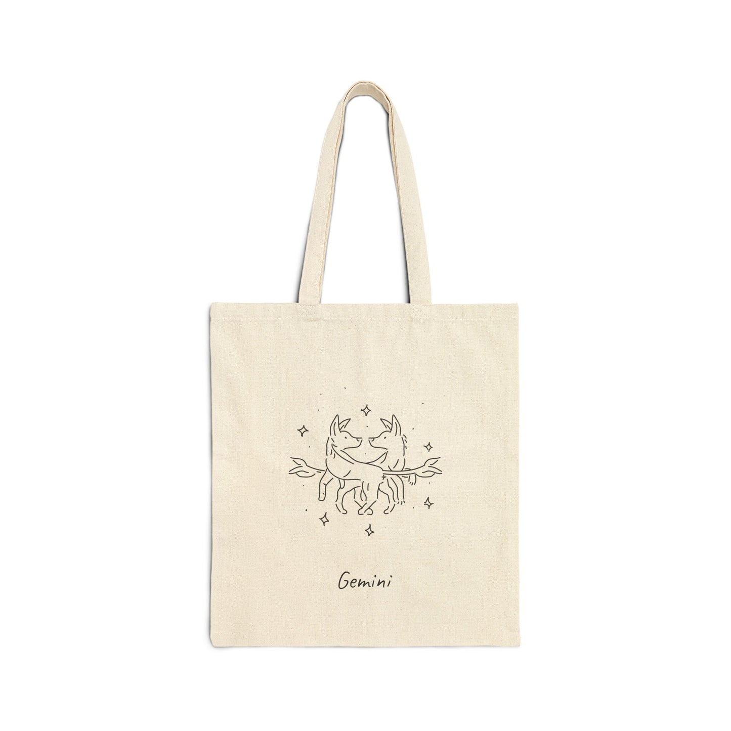 Gemini Dog Zodiac Canvas Tote Bag