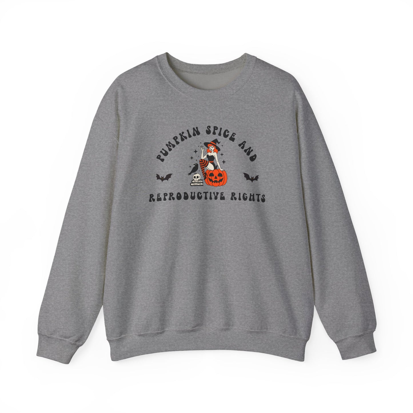 Pumpkin Spice & Reproductive Rights Halloween Witch Gildan Crewneck