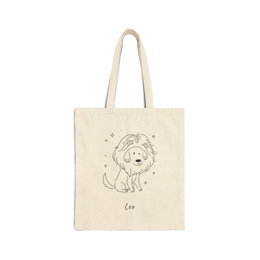 Leo Dog Zodiac Canvas Tote Bag
