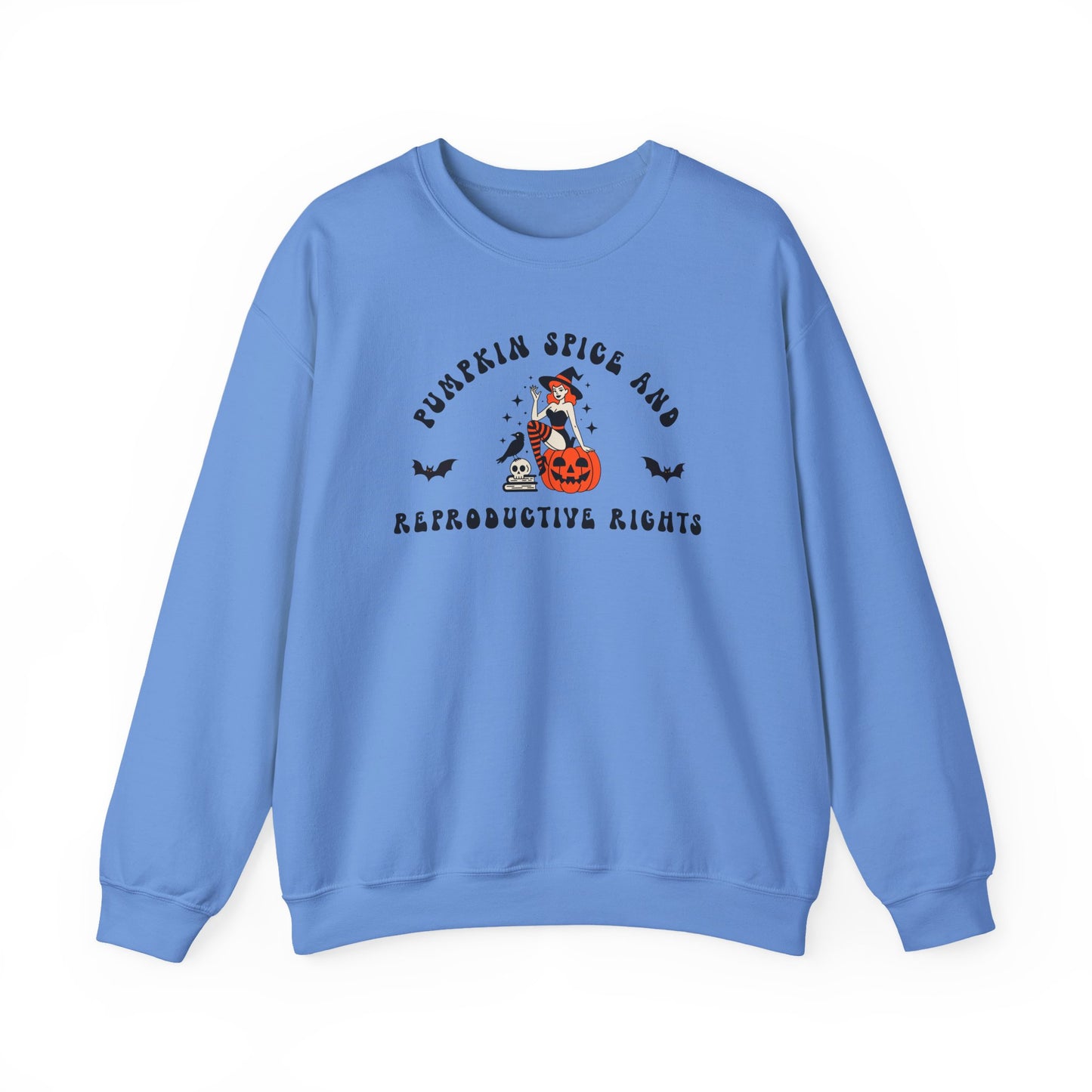 Pumpkin Spice & Reproductive Rights Halloween Witch Gildan Crewneck