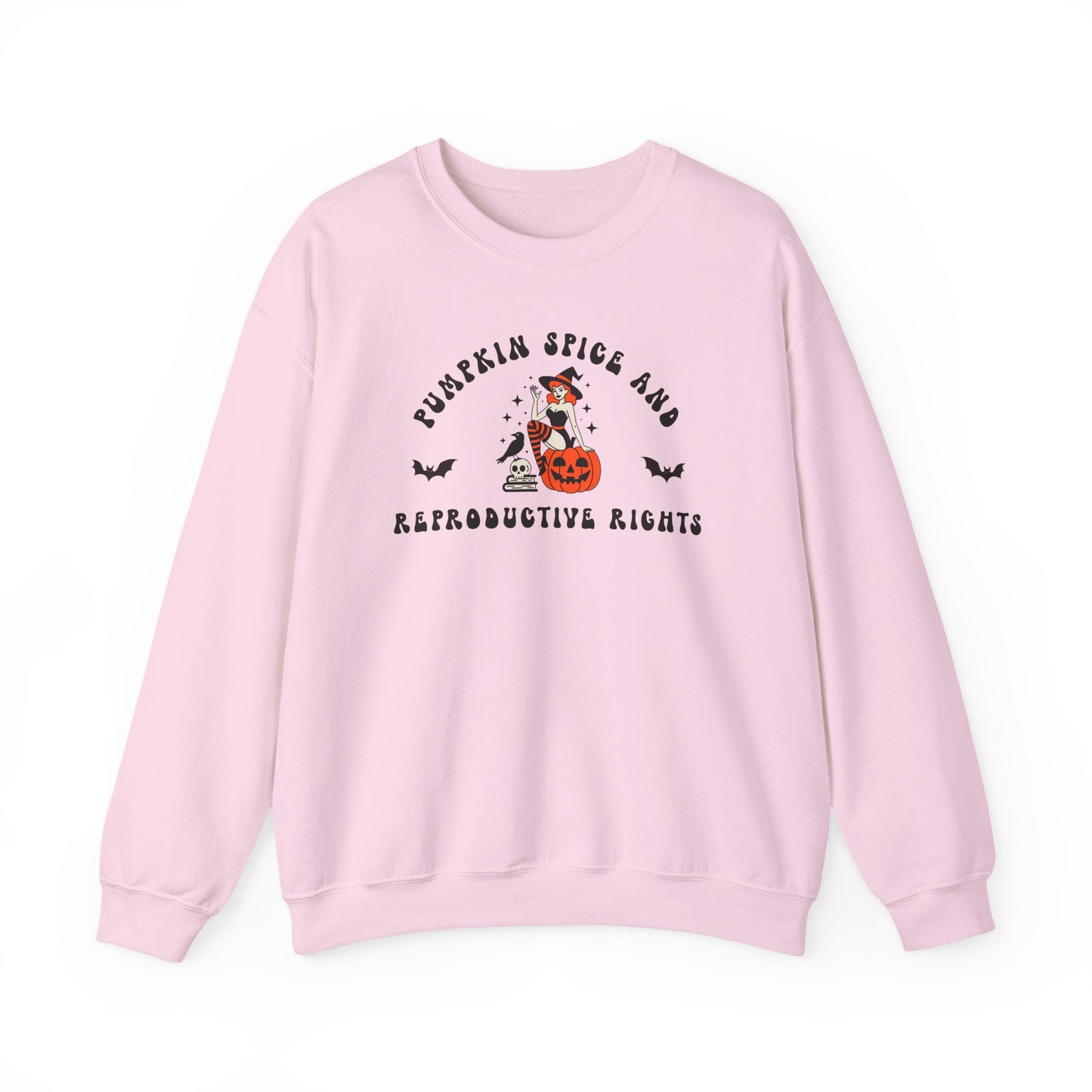 Pumpkin Spice & Reproductive Rights Halloween Witch Gildan Crewneck